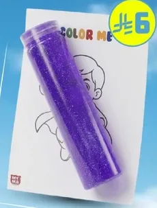 A purple glitter tube for coloring activities.