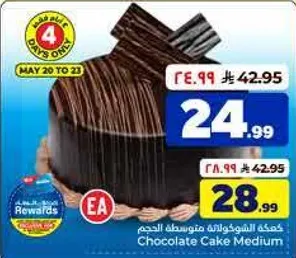 Medium size chocolate cake.