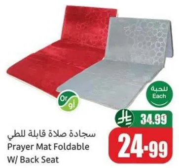 Foldable prayer mat with back seat.