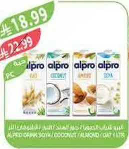 Alpro drink made from soy, coconut, almond, and oat.