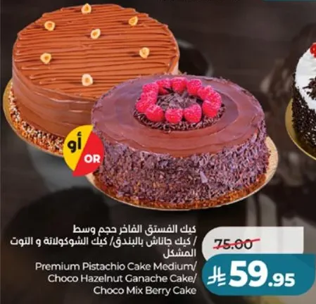 كيك الفستق الفاخر حجم وسط/ كيك الشوكولاته و الجوز/ كيك التوت المختلط