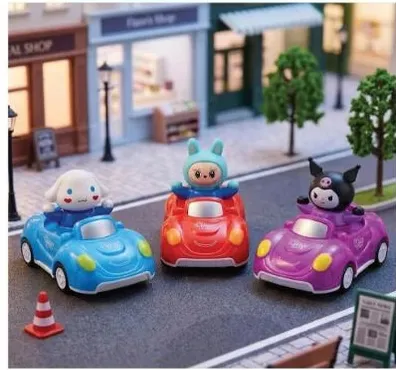 Cute toy cars featuring adorable characters, perfect for kids to play with.