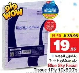 Blue Sky Facial Tissue 1Ply 10x600's