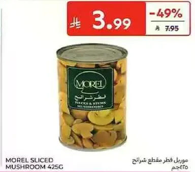 Morel sliced mushrooms in a can.