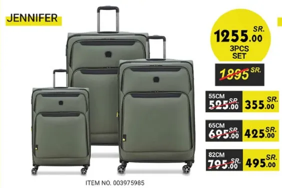 3-piece luggage set in green color.