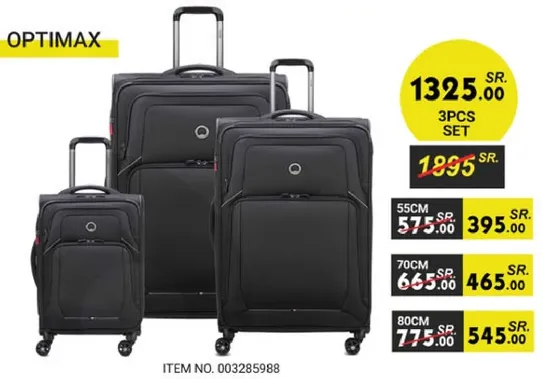 3 pieces set of luggage in black color.