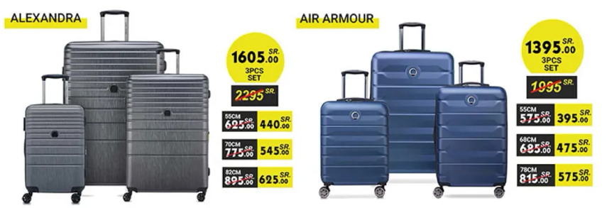Set of 3 luggage bags with various sizes.