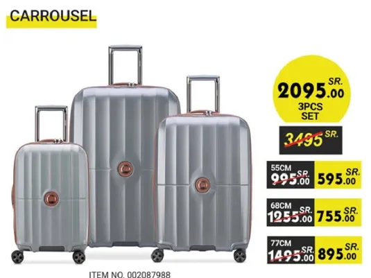 3 pieces set of luggage in silver color.
