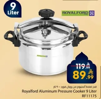 Royalford Aluminum Pressure Cooker 9 Liter