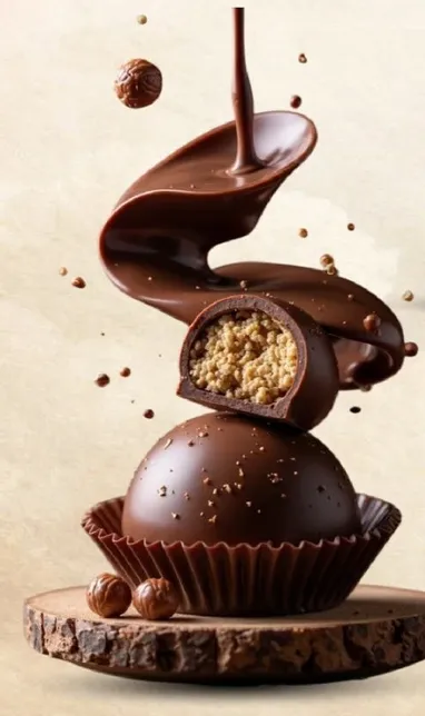 Delicious chocolate treat with a crunchy filling.