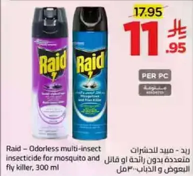 Raid - Odorless multi-insect insecticide for mosquito and fly killer, 300 ml