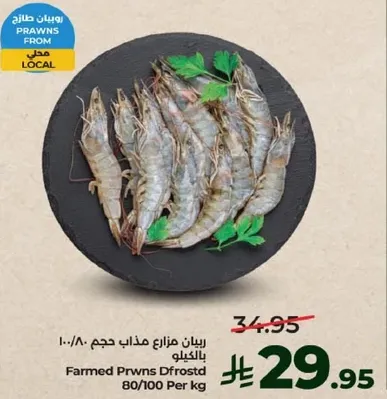 روبيان مزارع مذاب حجم 80/100 بالكيلو