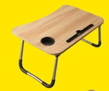 Wooden lap desk with cup holder.