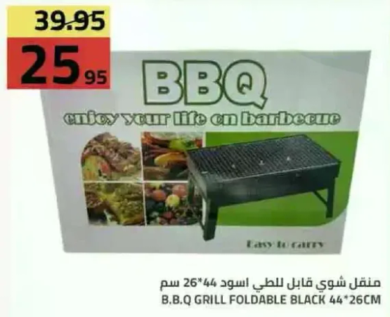 منقل شوي قابل للطي اسود 44*26 سم
