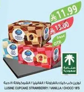 لوسين كعك كب بالفراوله / الفانيليا / الشوكولاته 18 حبه