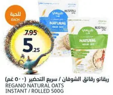 ريغانو رقايق الشوفان سريعه التحضير 500 جرام