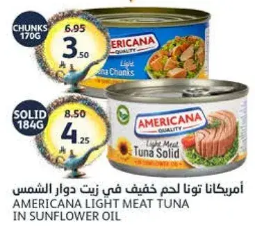 AMERICANA LIGHT MEAT TUNA IN SUNFLOWER OIL