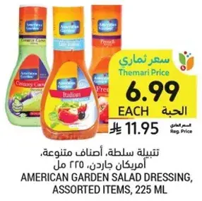 AMERICAN GARDEN SALAD DRESSING, ASSORTED ITEMS, 225 ML