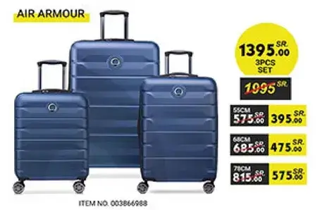 3-piece luggage set in blue color.