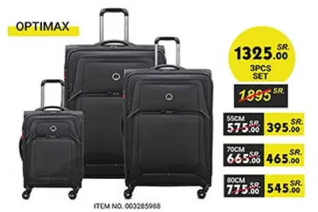 3-piece luggage set in black color.