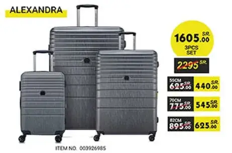 3-piece luggage set in gray color.