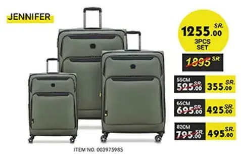 3-piece luggage set in green color.