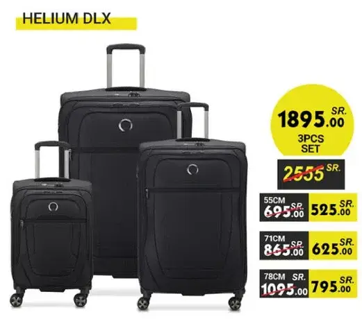 3-piece luggage set in black by Helium DLX.