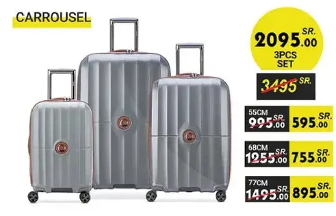 3-piece luggage set in silver.