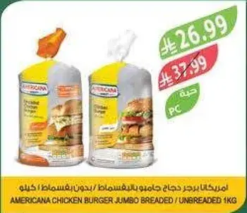 امريكانا برجر دجاج جامبو غير مغطي 1 كيلو