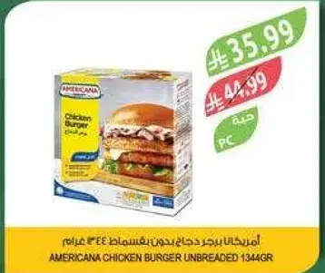 امريكانا برجر دجاج غير مغطي 1344 غرام