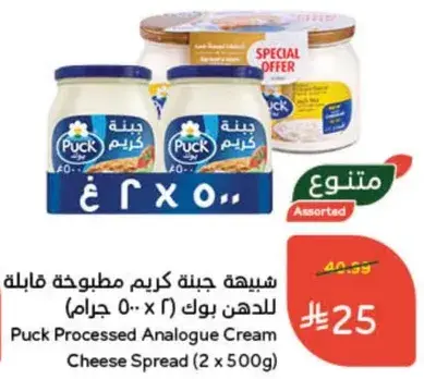 Puck Processed Analogue Cream Cheese Spread Jar (2 x 500g)