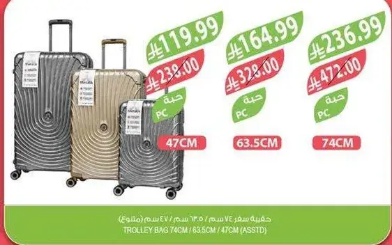 Trolley Bag 74cm / 63.5cm / 47cm (Assorted)