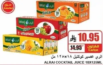 Al Rai cocktail juice assorted flavors 18x125 ml