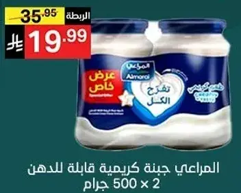 المراعي جبنه كريميه قابله للدهن 500 جرام × 2