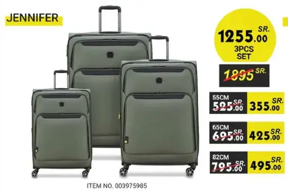 3-piece luggage set in green color.