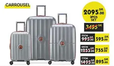 3-piece luggage set in silver color.