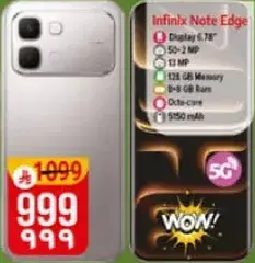 انفينيكس نوت ايدج بشاشه 6.78 بوصه، ذاكره 128 جيجابايت، 8 جيجابايت رام.