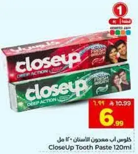 CloseUp Tooth Paste 120ml assorted flavors.