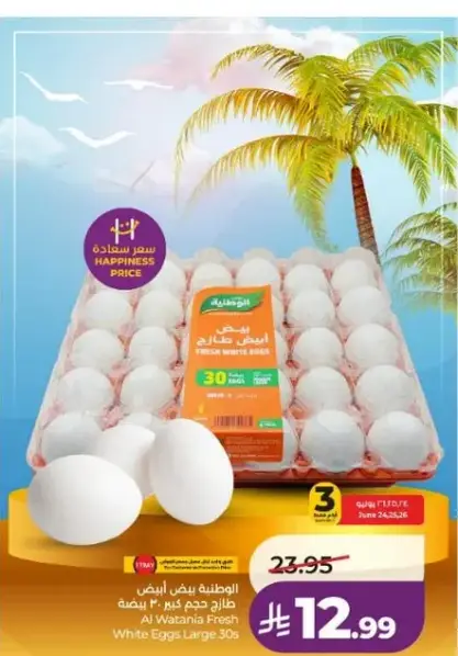 Al Wataniya Fresh White Eggs Large 30s
