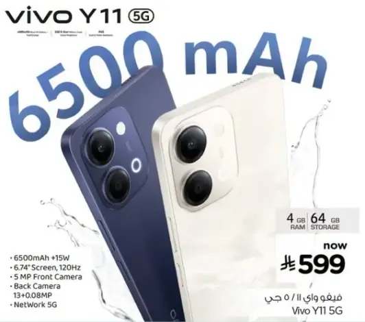 Vivo Y11 5G, 4GB RAM, 64GB Storage, 6500mAh