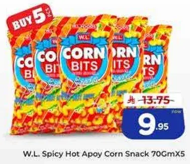 W.L. Spicy Hot Apoy Corn Snack 70GmX5