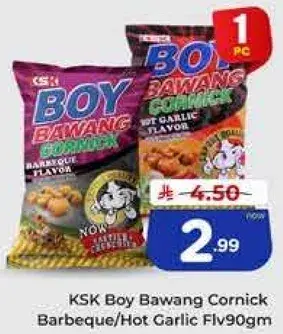 KSK Boy Bawang Cornick Barbeque/Hot Garlic Flv90gm