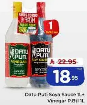 Datu Puti Soya Sauce 1L + Vinegar P.Btl 1L