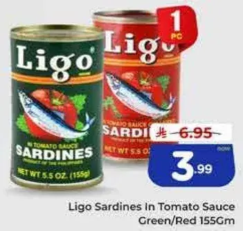 Ligo Sardines In Tomato Sauce Green/Red 155Gm