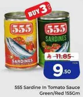 555 Sardine In Tomato Sauce Green/Red 155Gm