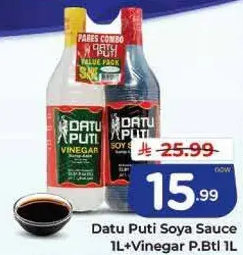 Datu Puti Soya Sauce 1L & Vinegar P.Btl 1L