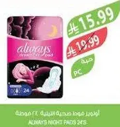 اولويز فوط صحيه ليليه 24 قطعه