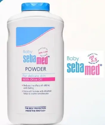 Baby powder for delicate skin with olive oil.
