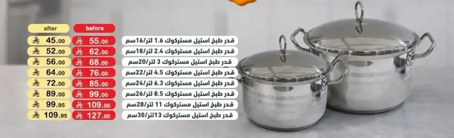 قدور استيل مستطيل 1.6 لتر.