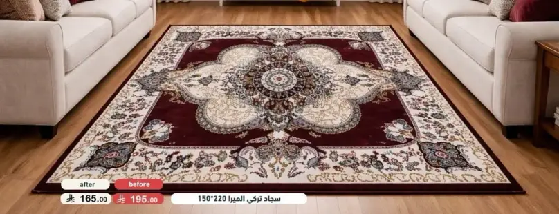 Beautiful carpet with floral pattern, 150x220 cm.